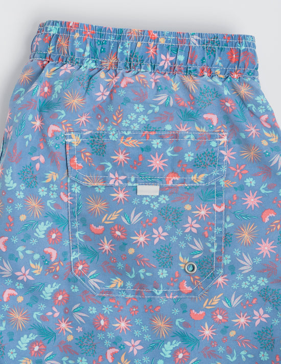 Bañador azul floral multicolor