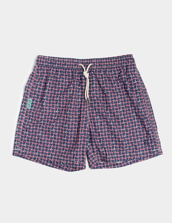 Bañador azul estampado geométrico