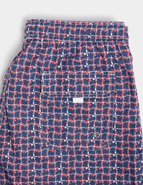 Bañador azul estampado geométrico