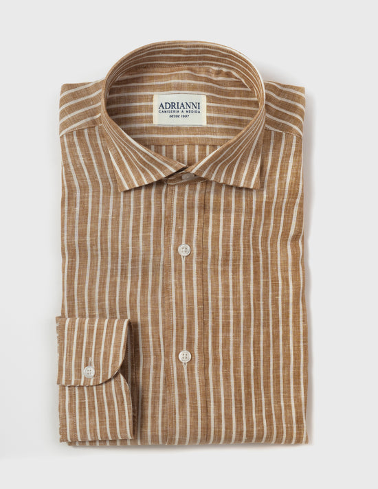 Camisa marrón-raya blanca